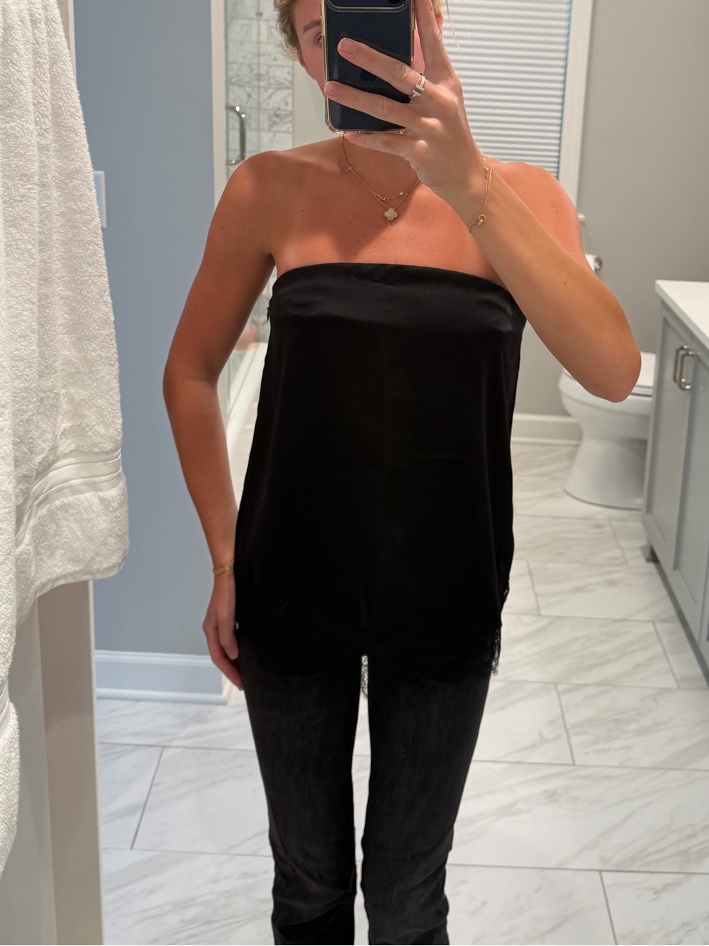 Black Strapless Silk Zara Top
